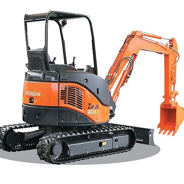 Мини-экскаватор Hitachi ZX 30U-2 — вес 3,26- 3,41 т. ковш 0,055 - 0,13 м³